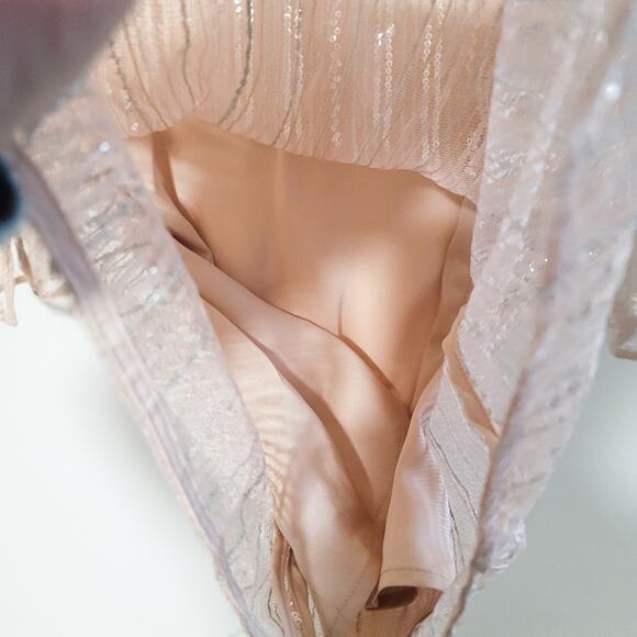 Line & Dot Christi sheer sequin mini peachy pink party dress size S - Picture 5 of 9
